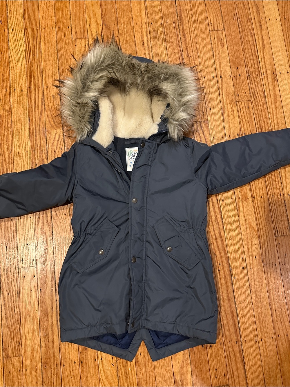 J. Crew Navy Outerwear Jacket with Cream Sherpa Lining